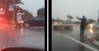 فيديو : شوفو ” بوليس المدارات ” خدامين تحت الأمطار في أكادير.