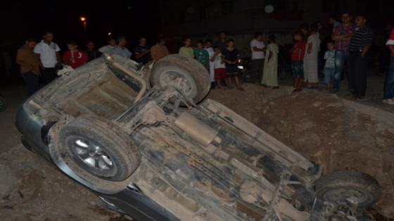 اصابة سيدين في حادث انقلاب سيارة رباعية الدفع باشتوكة