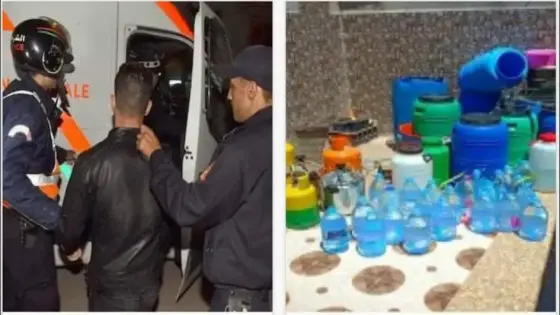 أولاد تايمة.. حجز 1 طن من ماء الحياة وإيقاف صاحب مصنع لتصنيع “الماحيا”