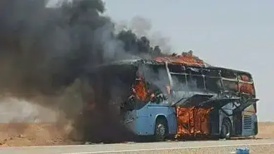 النيران تلتهم حافلة لنقل المسافرين نواحي أكادير