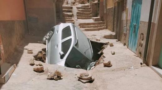 سقوط سيارة داخل ” مطمورة ” بأورير شرق أكادير