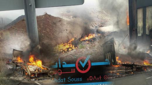 احتراق شاحنة ” رموك ” بالطريق السيار نواحي أكادير