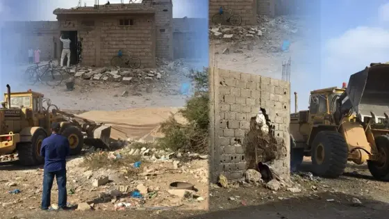 إنزكان : بالصور والفيديو ،جرافات السلطة المحلية تهدم حي بوجديك العشوائي.