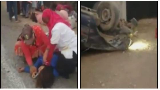 اصابة عمال زراعيين بعد انقلاب بيكوب بأيت عميرة