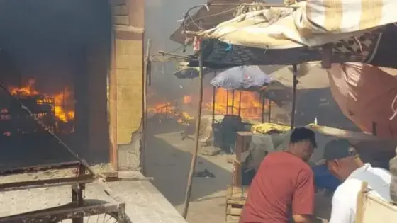 حريق مهول يأتي على محلات تجارية ويخلف خسائر جسيمة بشيشاوة