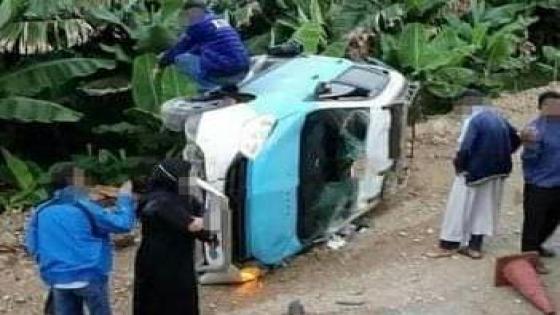 السرعة تقلب سيارة أجرة ب ” التامري ” شمال أكادير