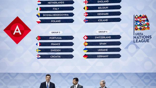 دوري الأمم: فرنسا مع البرتغال وكرواتيا، إنكلترا مع بلجيكا وإسبانيا مع ألمانيا