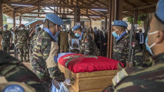 حفل تأبين الجندي المغربي الذي قُتل في هجوم مسلح بجمهورية أفريقيا الوسطى